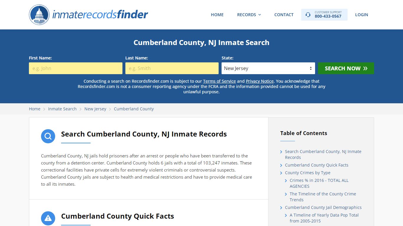 Cumberland County, NJ Inmate Lookup & Jail Records Online