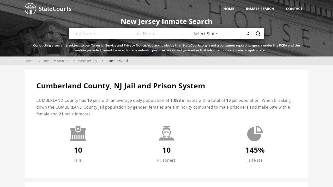 Cumberland County, NJ Inmate Search - StateCourts
