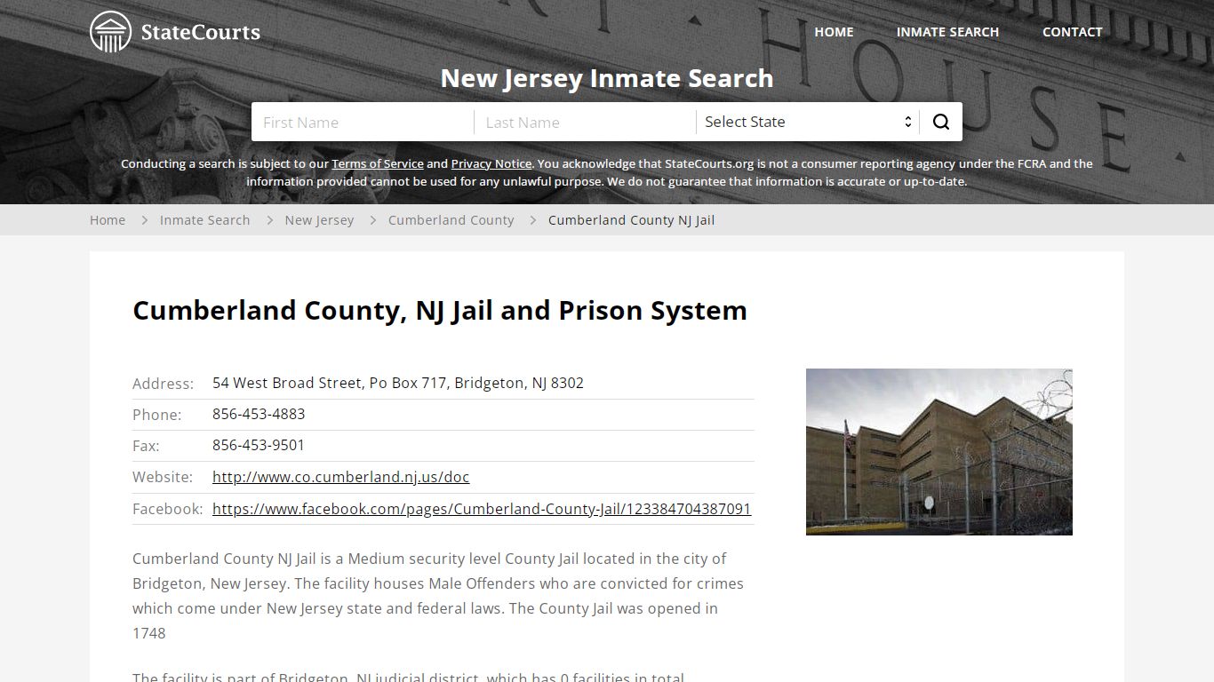 Cumberland County NJ Jail Inmate Records Search, New ...