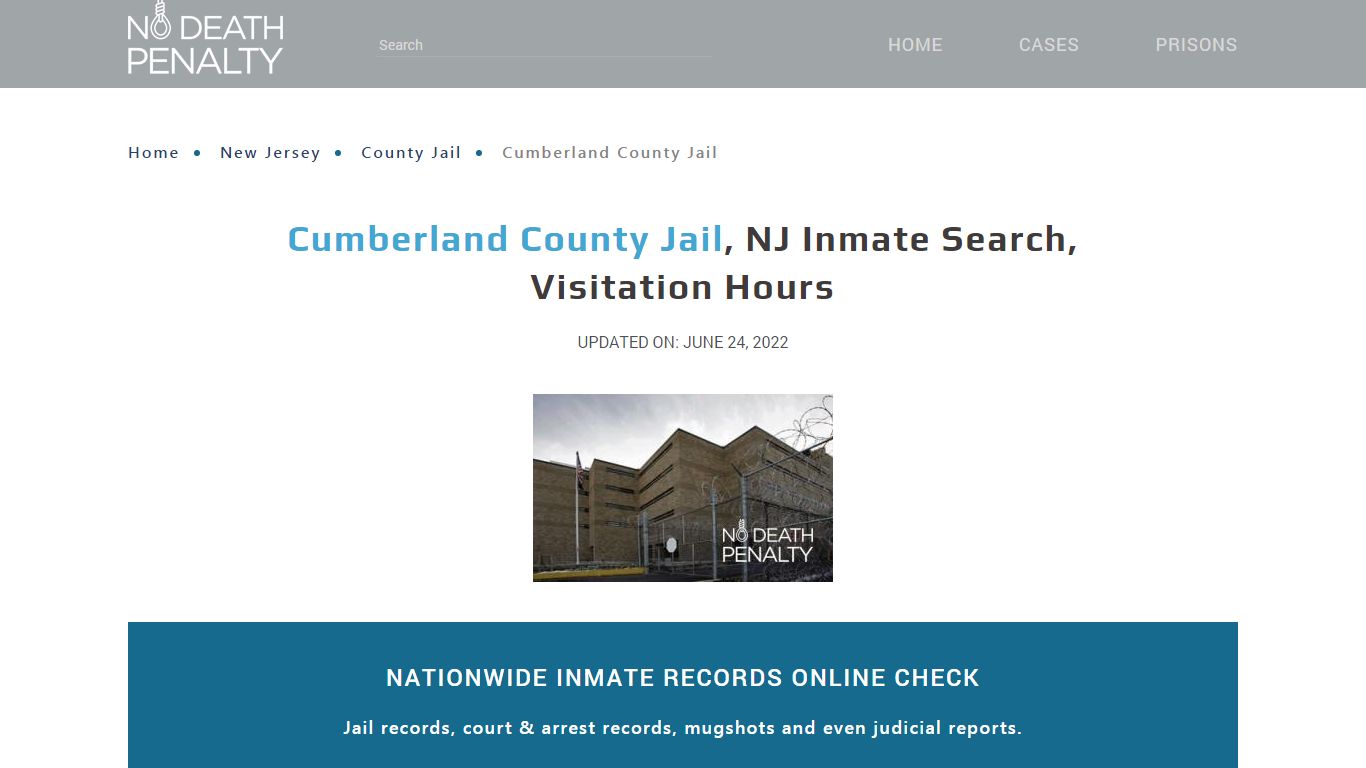 Cumberland County Jail, NJ Inmate Search, Visitation Hours