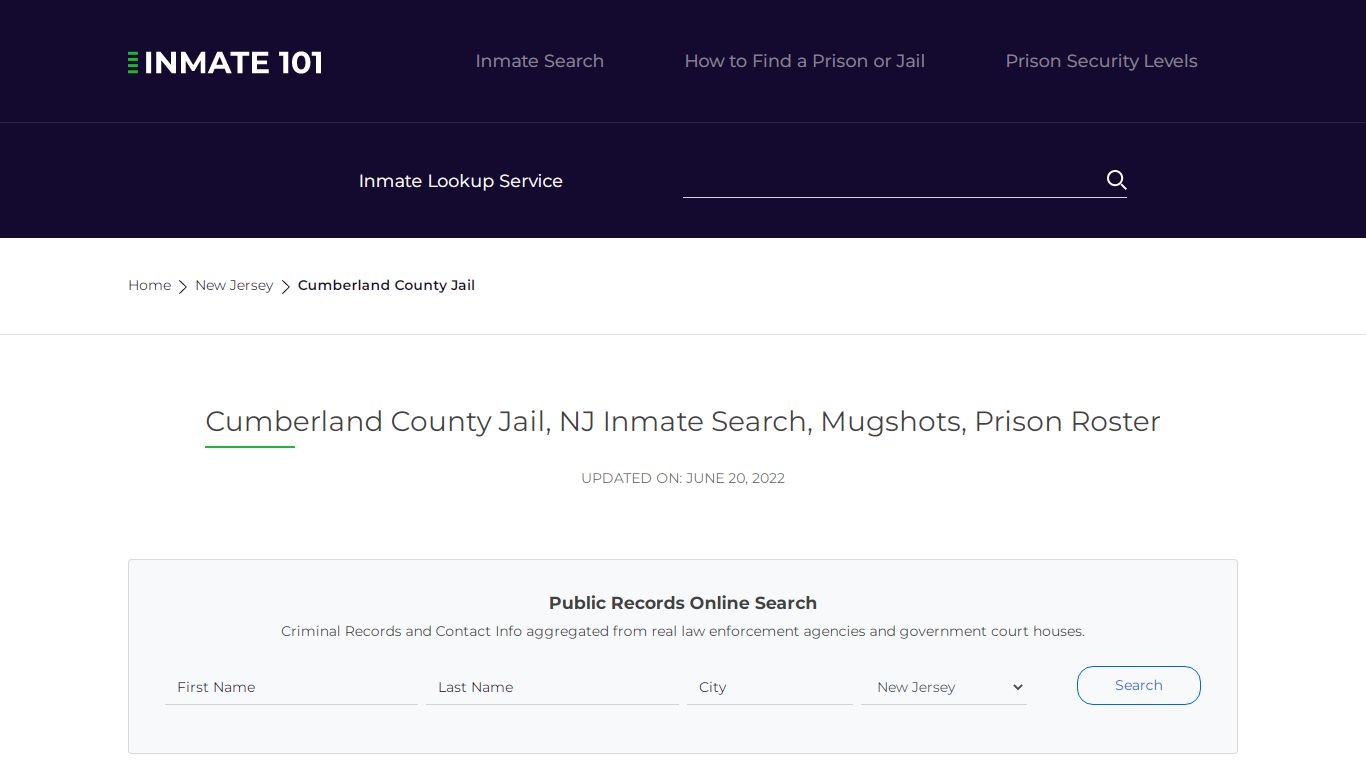 Cumberland County Jail, NJ Inmate Search, Mugshots, Prison ...